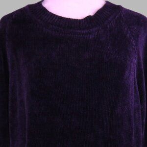 Graff Women's Purple Short-Sleeve Pullover Chenille Blouse Size XL (C2025)